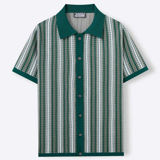 Men's Striped Jacquard Short-Sleeve Knit Shirt