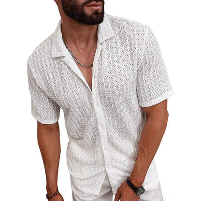 Men's Lapel-Button Shirt With Vent Holes Casual T-Shirt