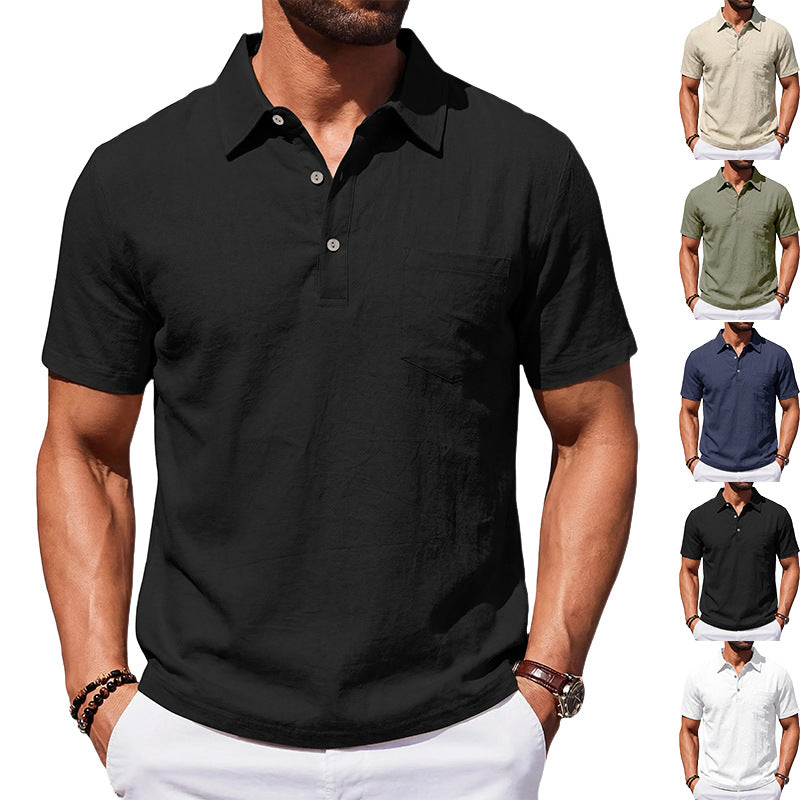Men's Beach Linen Polo Shirt, Loose-Fit, Casual, Minimalist