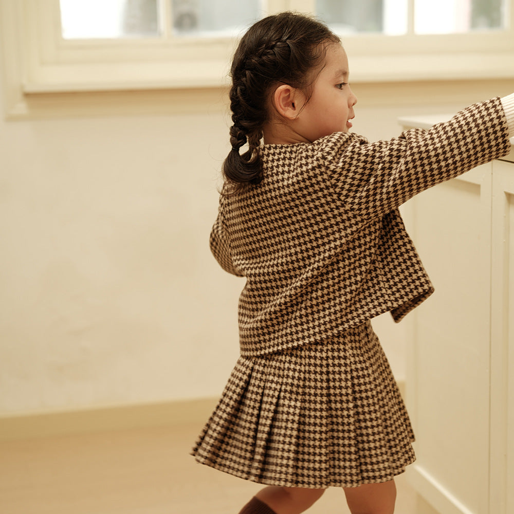 High-end French Children's Clothing Girls' Classic Style Two-piece Suit