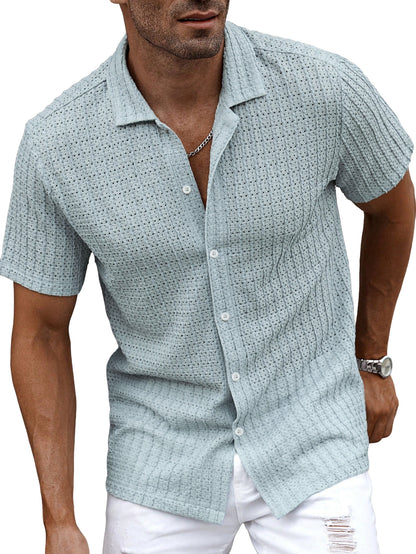 Men's Lapel-Button Shirt With Vent Holes Casual T-Shirt