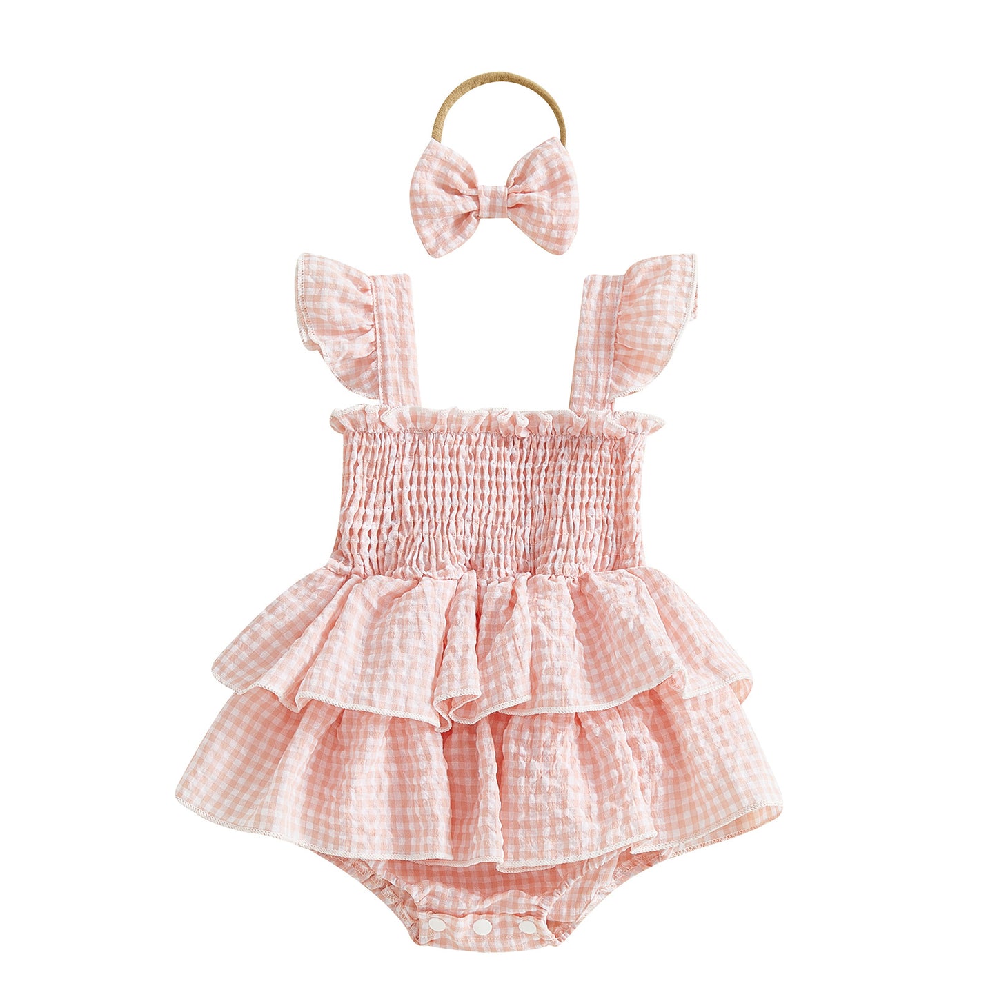 Girls Headband With Plaid Dress Headpiece