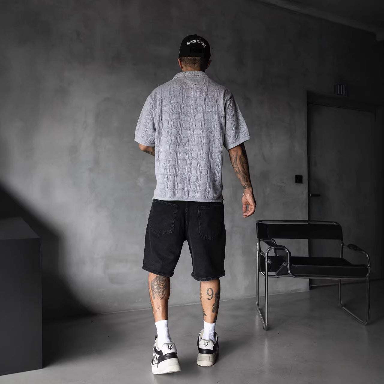 Men's Lapel Hollow-out Short-sleeve Shirt