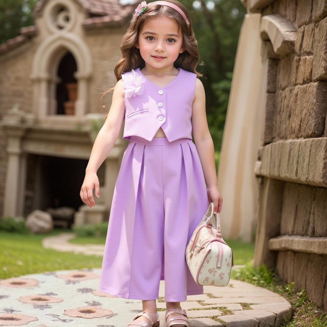 Sleeveless Vest Top Long Pants Suit For Toddlers And Young Children