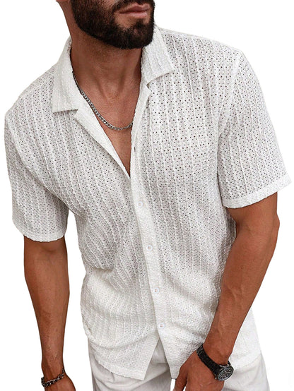Men's Lapel-Button Shirt With Vent Holes Casual T-Shirt