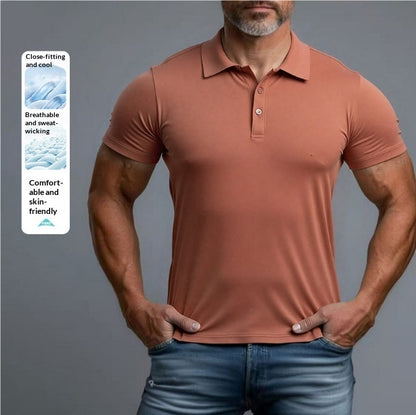 3D Turn-Down Collar Solid Color Men's Short-Sleeve Polo Shirt
