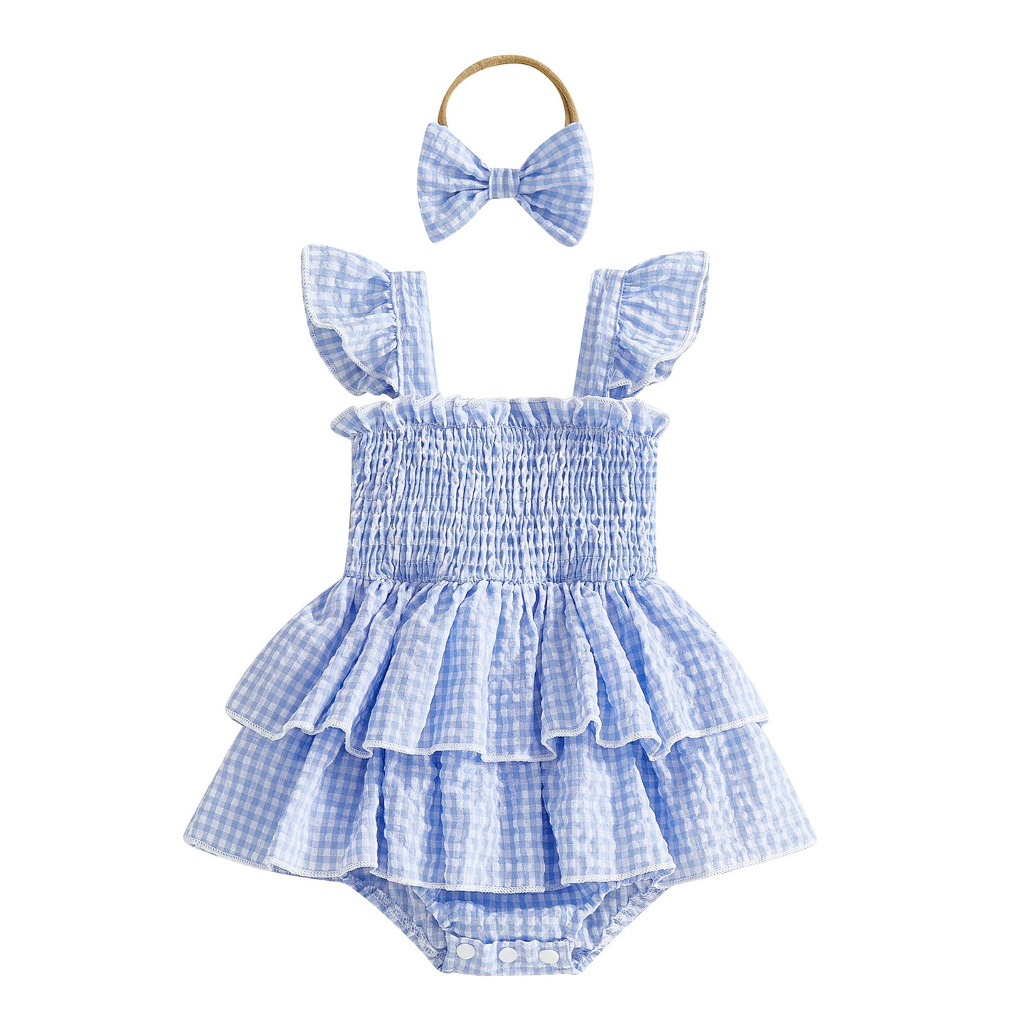 Girls Headband With Plaid Dress Headpiece