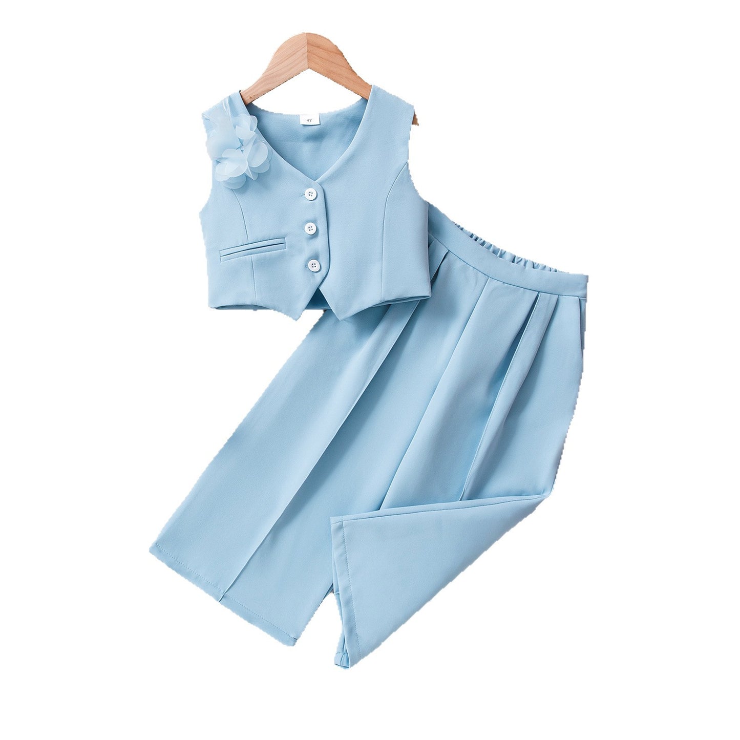 Sleeveless Vest Top Long Pants Suit For Toddlers And Young Children