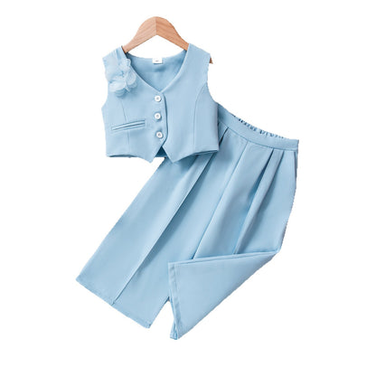Sleeveless Vest Top Long Pants Suit For Toddlers And Young Children