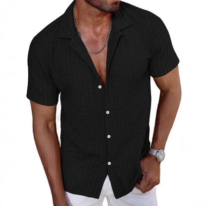 Men's Lapel-Button Shirt With Vent Holes Casual T-Shirt