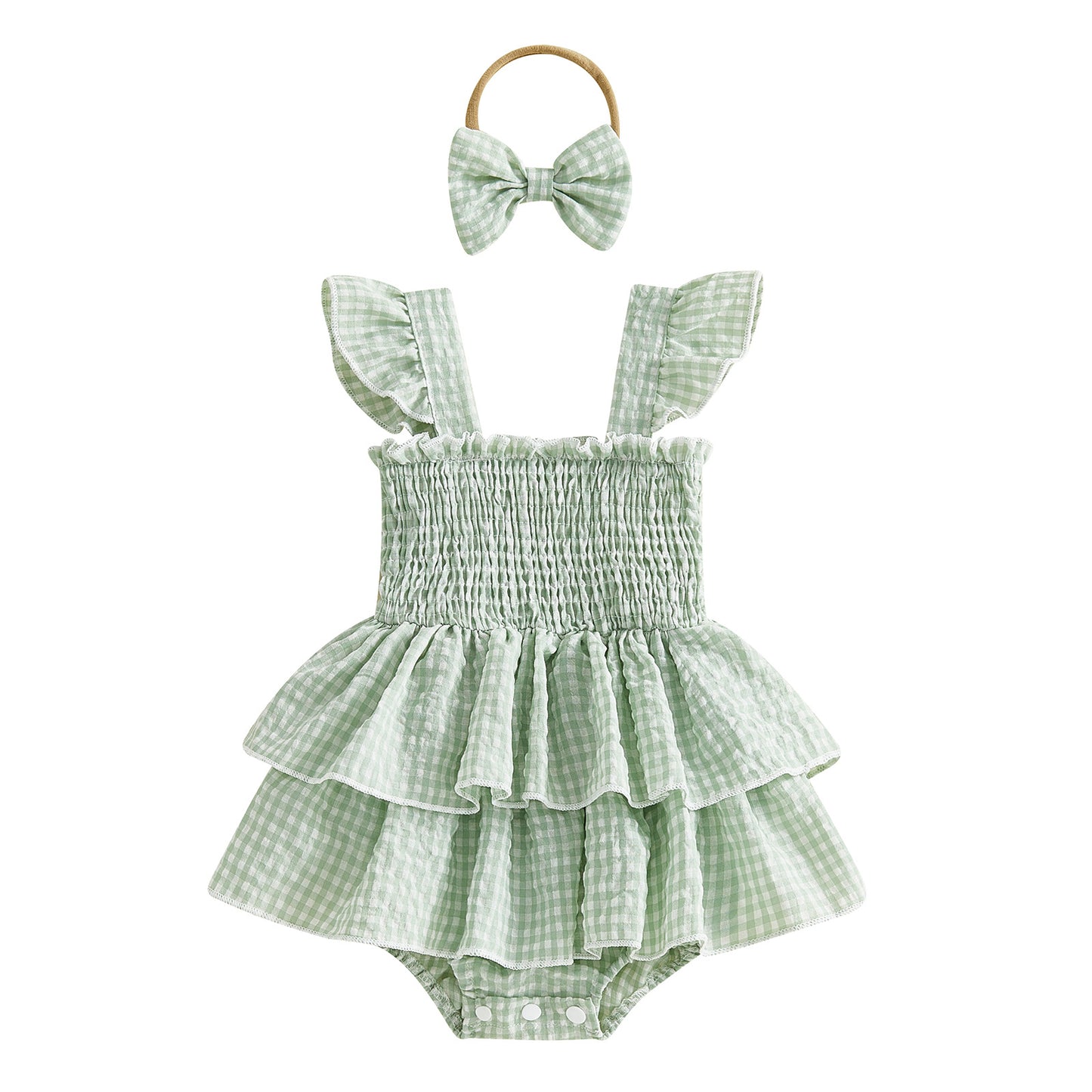 Girls Headband With Plaid Dress Headpiece