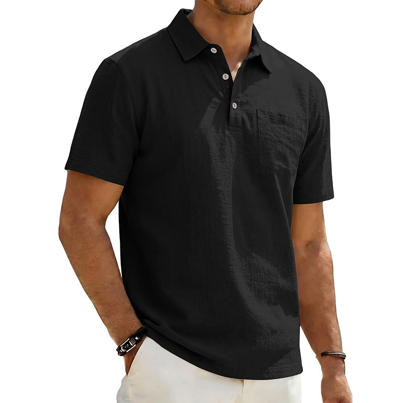 Men's Beach Linen Polo Shirt, Loose-Fit, Casual, Minimalist