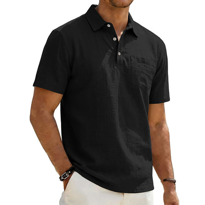 Men's Beach Linen Polo Shirt, Loose-Fit, Casual, Minimalist