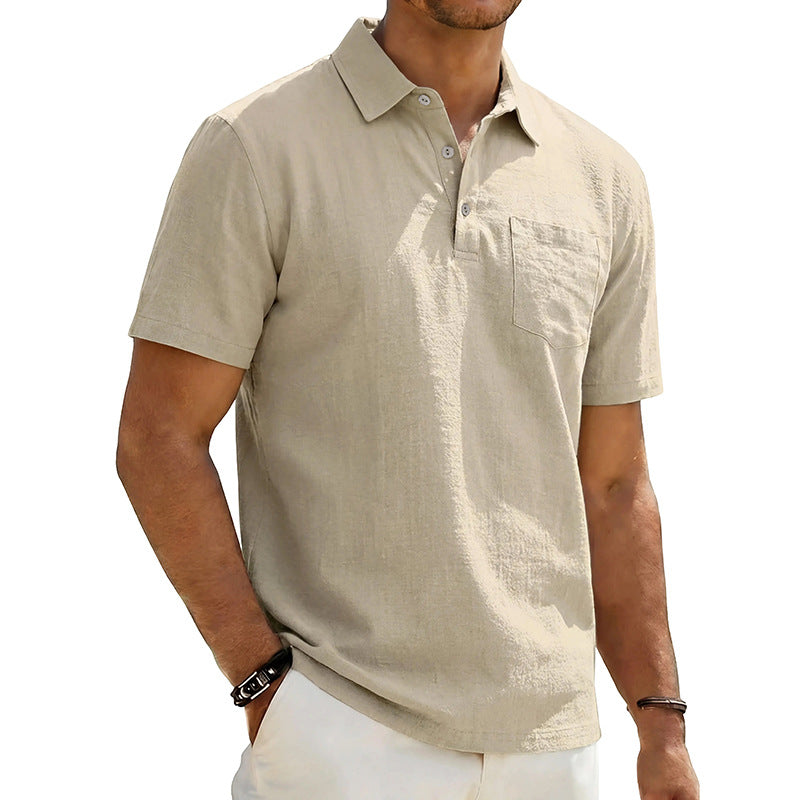 Men's Beach Linen Polo Shirt, Loose-Fit, Casual, Minimalist