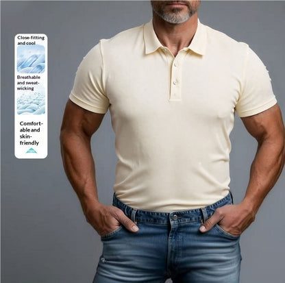 3D Turn-Down Collar Solid Color Men's Short-Sleeve Polo Shirt