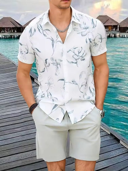 Hawaiian Men's Printed Cuban-style Resort Shirt