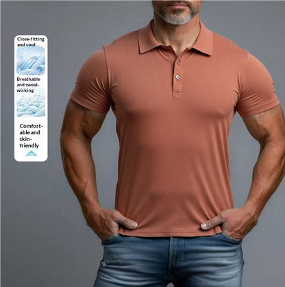 3D Turn-Down Collar Solid Color Men's Short-Sleeve Polo Shirt